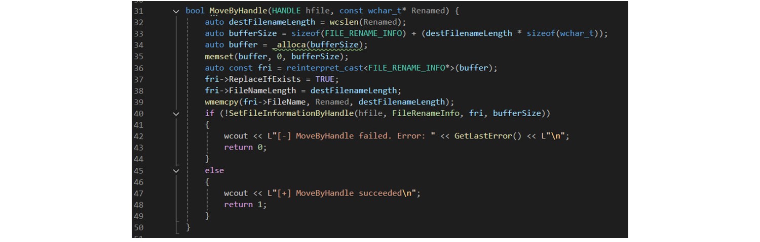 Código para mover el fichero reutilizando el handle anterior